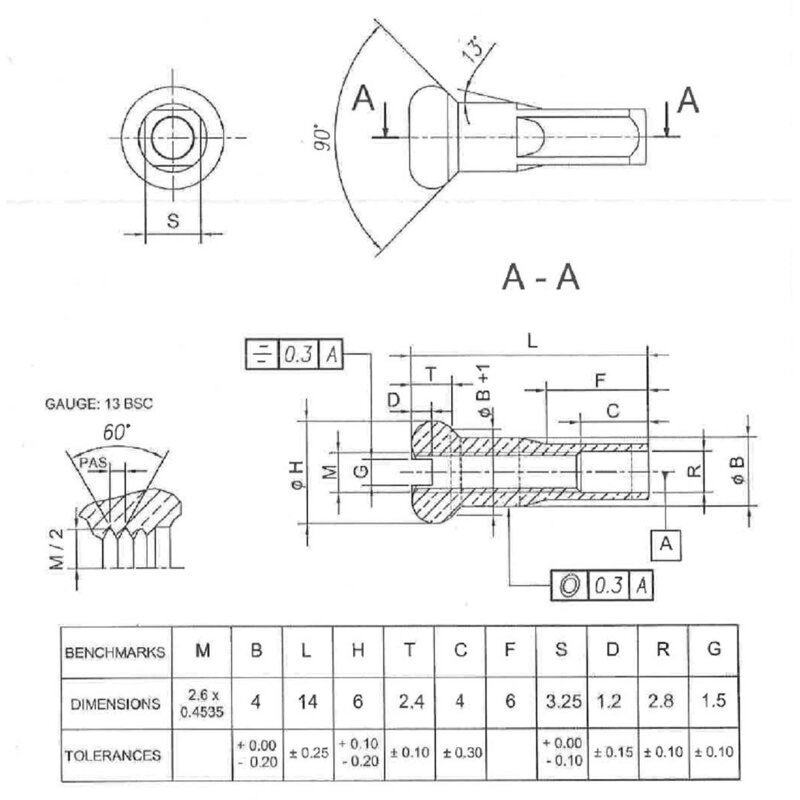 MACH1 Nyple 13G średnica 5.0 srebrne 100szt